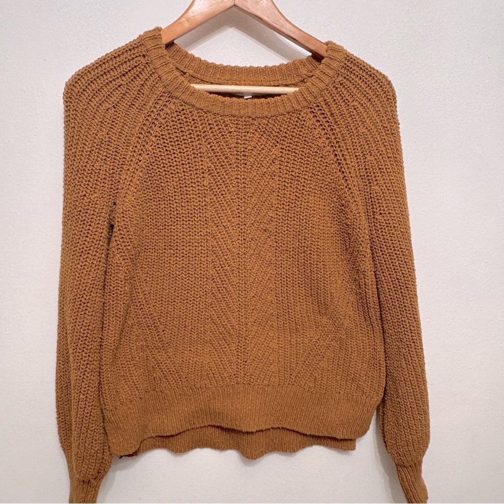 Madewell Women’s Pullover Sweater Balloon Sleeve Mustard Yellow Gold Color Sz S
